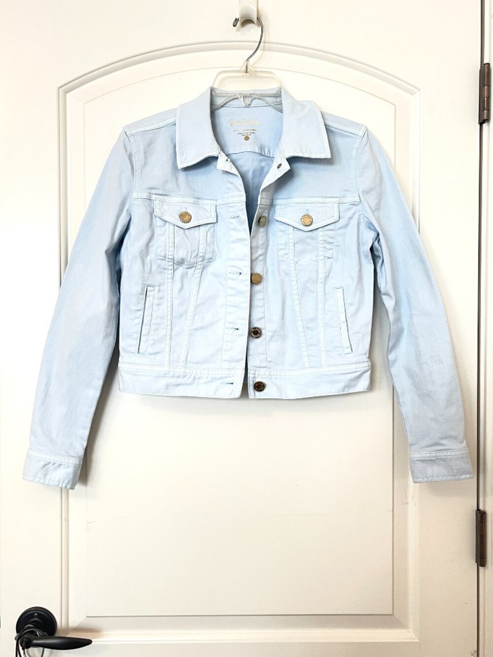 Lilly Pulitzer Denim Jean Jacket Light Blue Gold Buttons XS